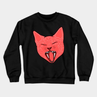 Cute Cat Yawning - Aesthetic Tumblr Meow Kitty Crewneck Sweatshirt